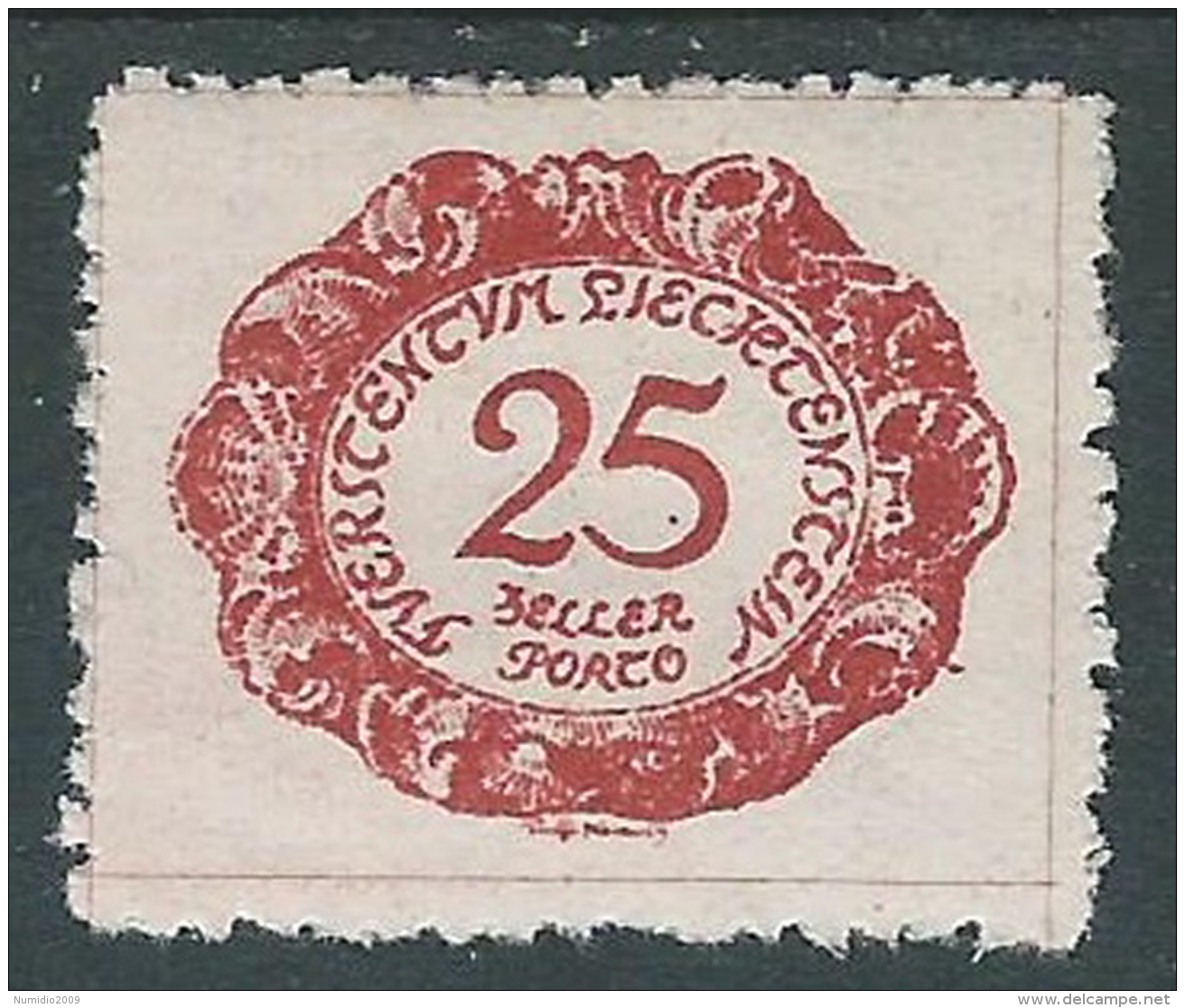 1920 LIECHTENSTEIN SEGNATASSE 25 H VARIETà PUNTO DENTRO 5 DI 25 MH * - R30-7 - Plaatfouten