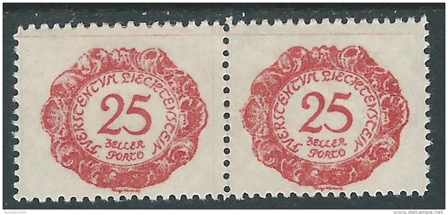 1920 LIECHTENSTEIN SEGNATASSE 25 H VARIETà PUNTO DOPO F MH * - R29-4 - Variétés