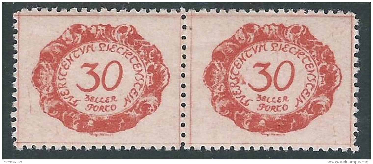 1920 LIECHTENSTEIN SEGNATASSE 30 H VARIETà LINEA A SX PUNTO VICINO 3 MH * R30-3 - Varietà