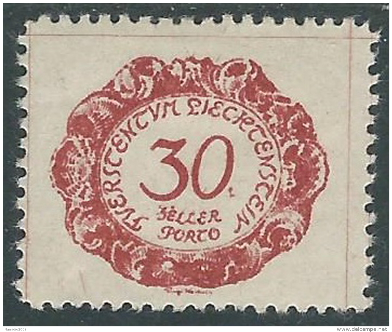 1920 LIECHTENSTEIN SEGNATASSE 30 H VARIETà PUNTO DOPO 0 DI 30 MH * - R30-2 - Variétés