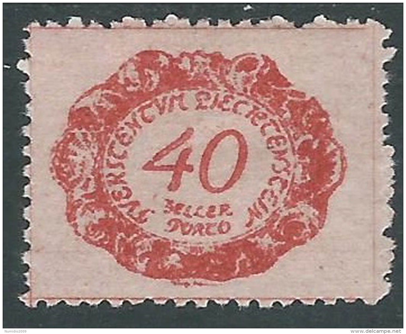 1920 LIECHTENSTEIN SEGNATASSE 40 H VARIETà HELLER MH * - R30-2 - Abarten