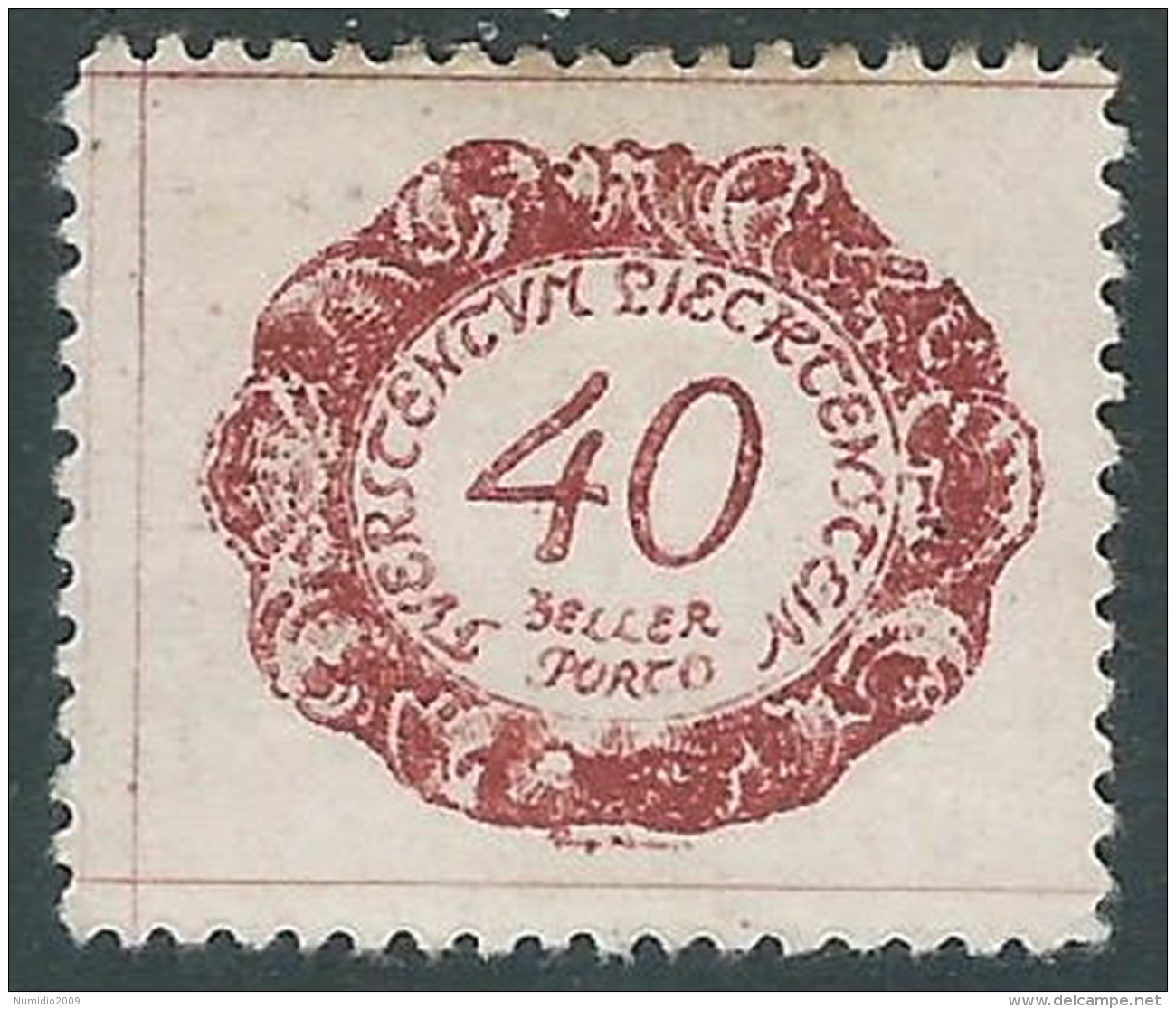 1920 LIECHTENSTEIN SEGNATASSE 40 H VARIETà SOTTO 4 DI 40 MH * - R30-3 - Errors & Oddities