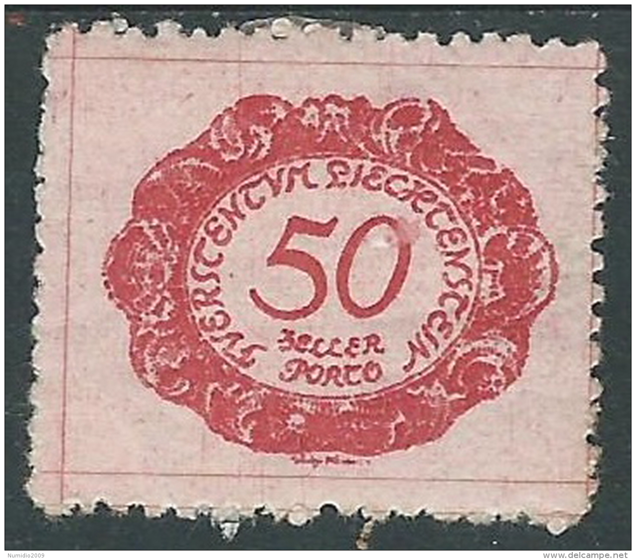 1920 LIECHTENSTEIN SEGNATASSE 50 H VARIETà 0 DI 50 MH * - R30-7 - Abarten