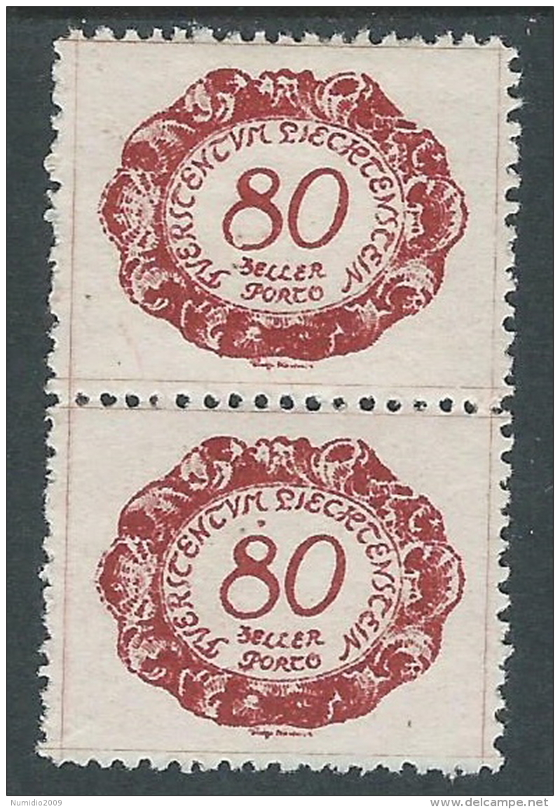 1920 LIECHTENSTEIN SEGNATASSE 80 H VARIETà PUNTI SOPRA 8 DI 80 MH * - R30-7 - Abarten