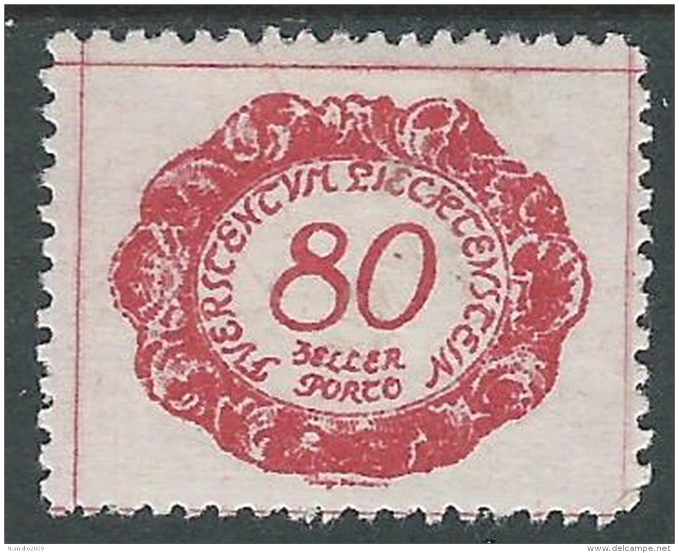 1920 LIECHTENSTEIN SEGNATASSE 80 H VARIETà PUNTO DENTRO 0 DI 80 MH * - R30-9 - Abarten