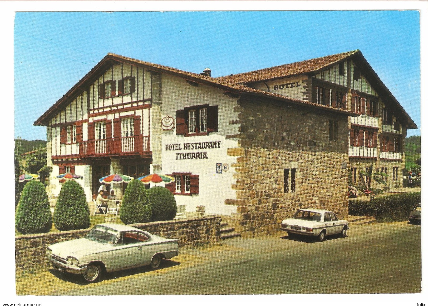 Ainhoa - L'Hotel Restaurant - Ferme Basque - 1975 - Classic Car Mercedes, Opel - Ainhoa