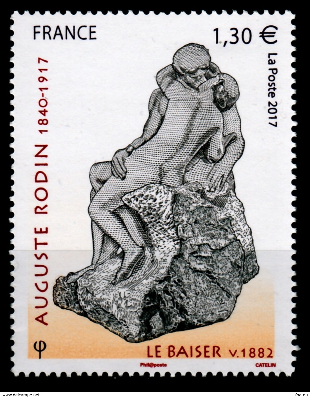 France, The Kiss, Famous Rodin Sculpture, 2017, MNH VF - Unused Stamps