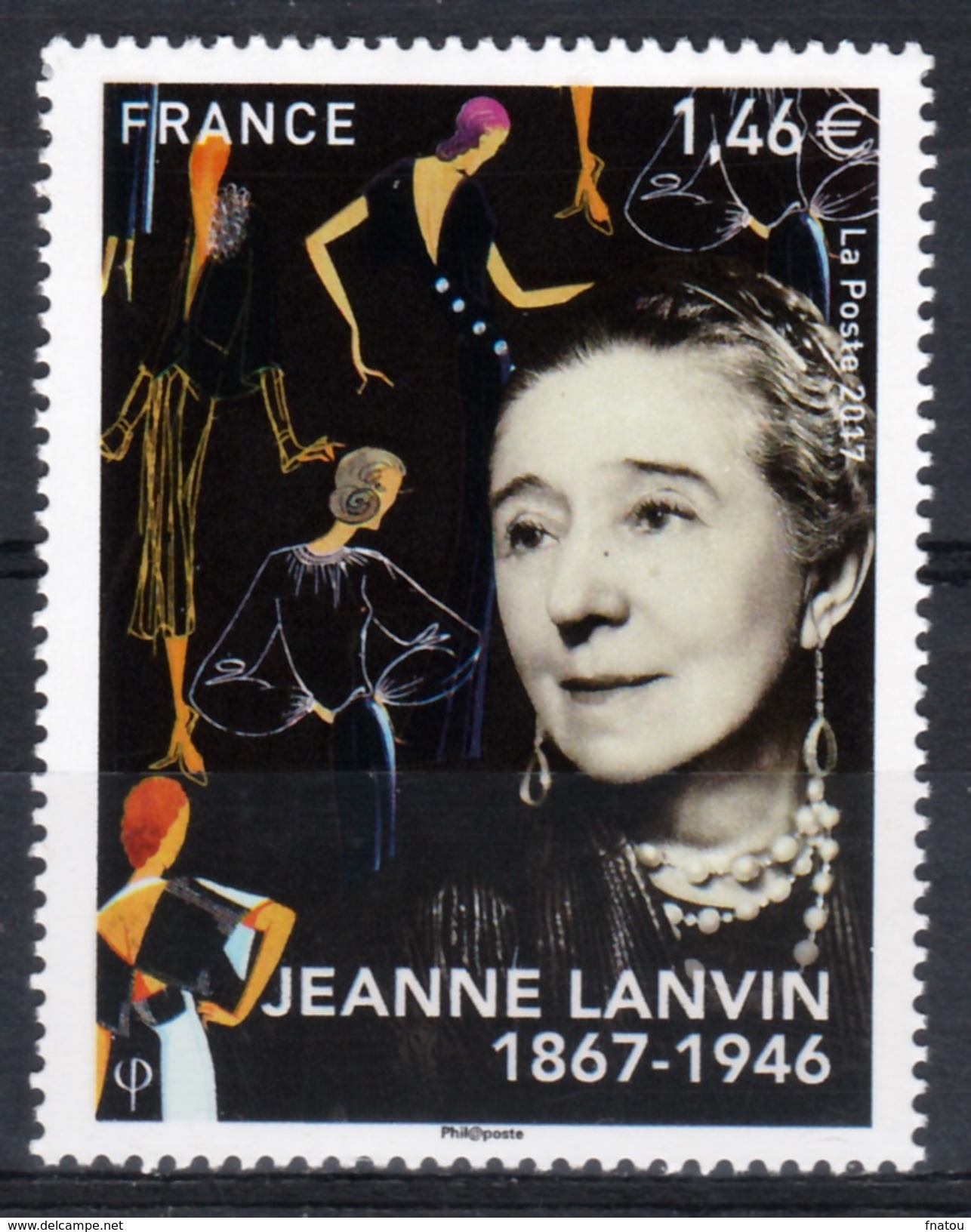 France, Jeanne Lanvin, French Haute Couture Fashion Designer, 2017, MNH VF - Unused Stamps