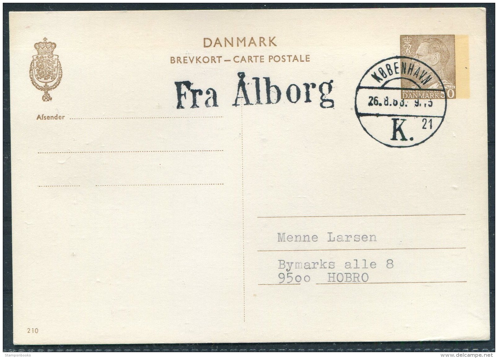 1963 Denmark FRA ALBORG Paquebot Ship Stationery Postcard - Covers & Documents