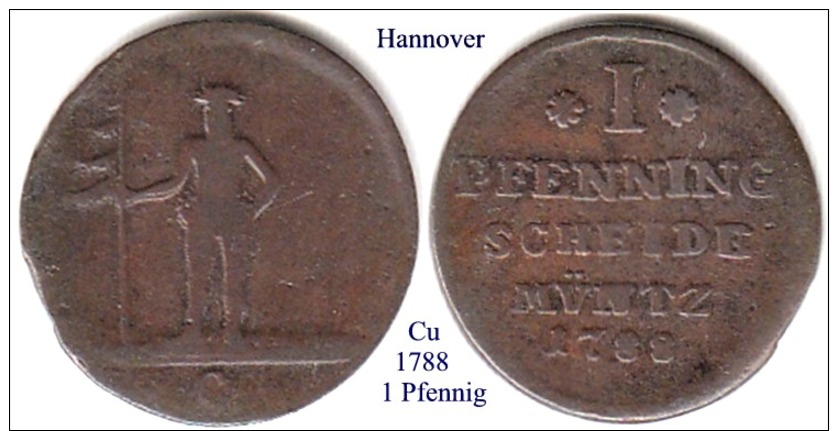 DL-1788, 1 Pfennig, Hannover - Piccole Monete & Altre Suddivisioni