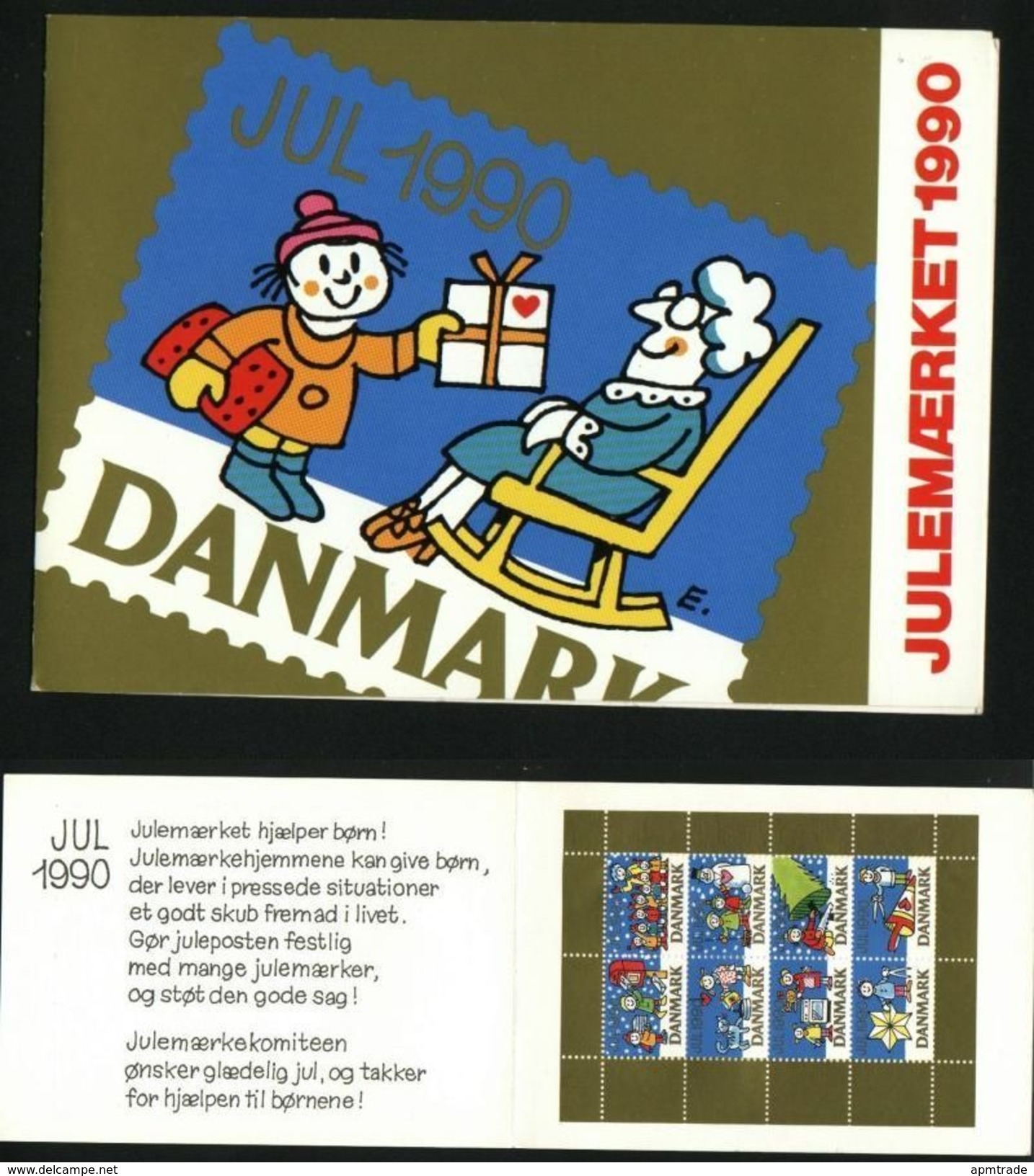 Denmark. Christmas Seals 1990 Souvenir Folder. Mailbox,Cat,Snowman,Children. - Other & Unclassified