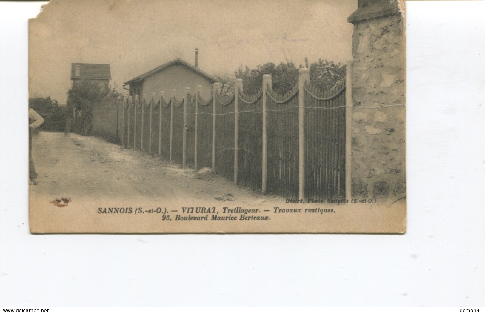 Rare CPA - SANNOIS  - VITURAT - Treillageur - Travaux Rustiques - 93, Boulevard Maurice Berteaux - Non Circulée - Sannois