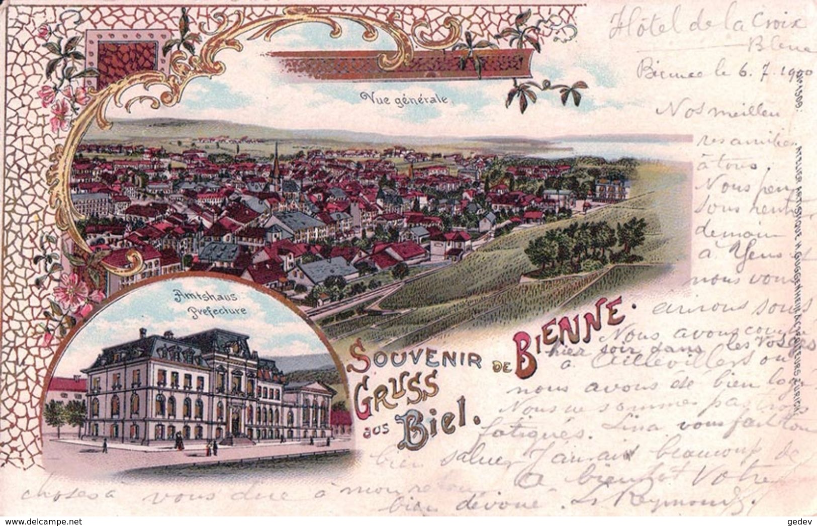 Souvenir De Bienne, Gruss Aus Biel, Litho (1509) - Bienne