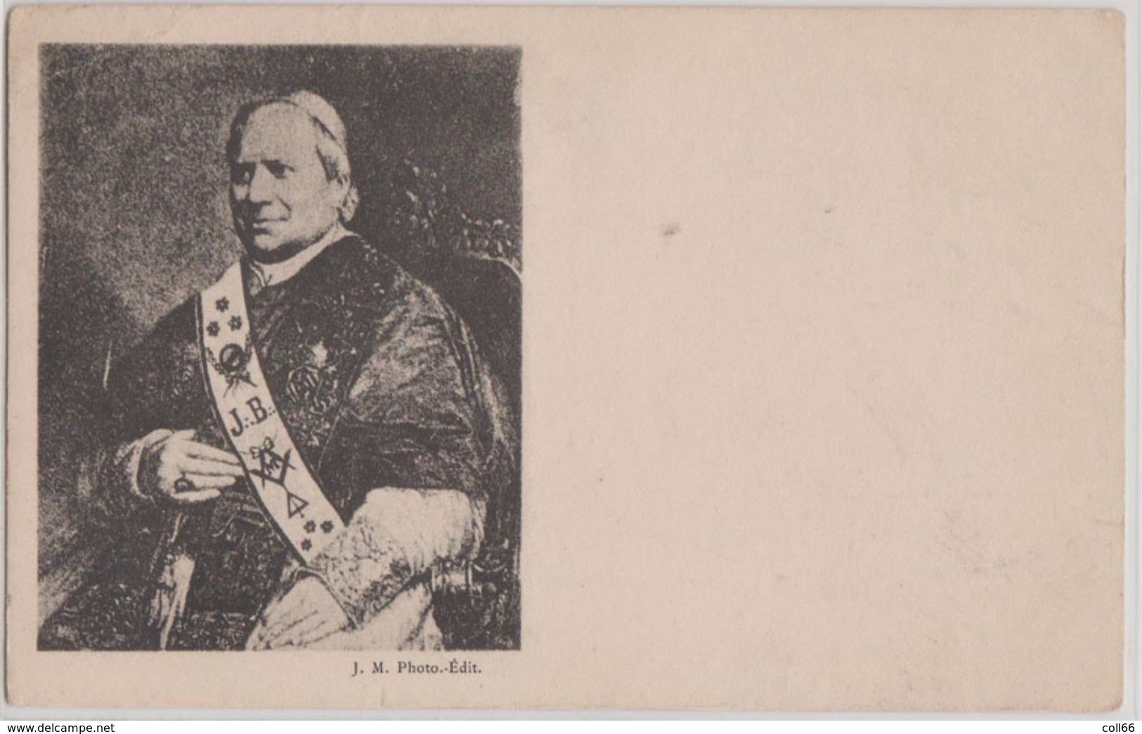 Rare CPA Prélat Avec Sautoir Franc-maçonnerie J.:B.: édit J.M. Photo.Edit Freemason Religieux Dos Scanné - Philosophie & Pensées