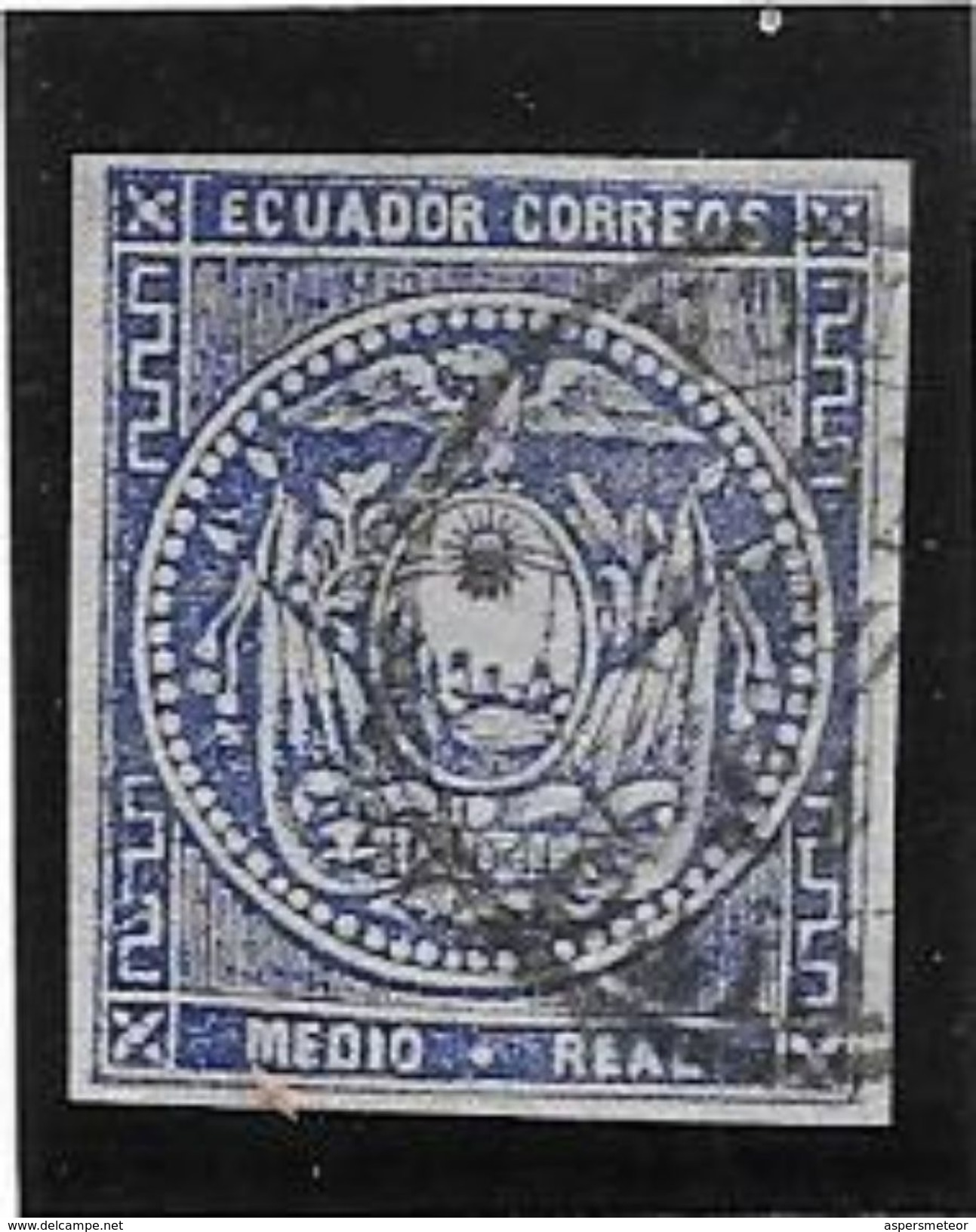 ECUADOR EQUATEUR ANS 1865-1872 YVERT NR. 1 OUTREMER AVEC 2 CERTIFICATIONS D'EXPERTS AU DOS SUPERBE - Equateur