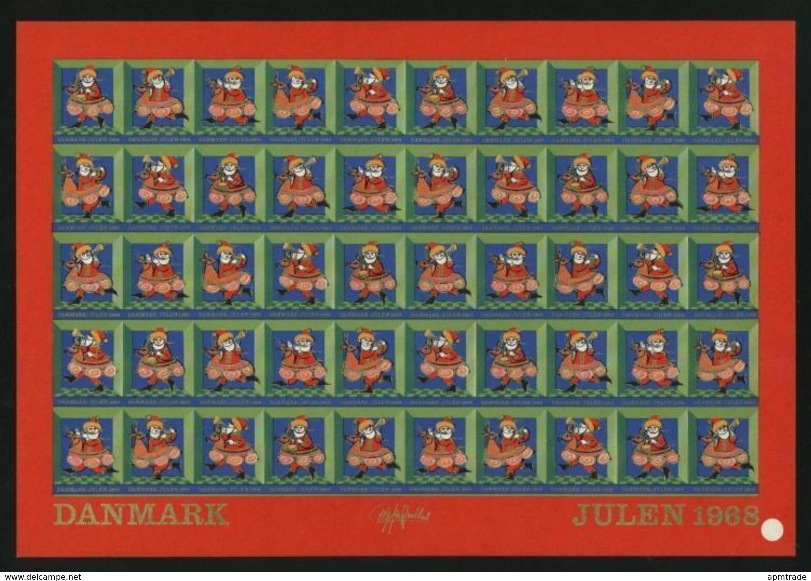 Denmark.  Christmas Sheet MNH 1968 Imperforated. Santa. - Other & Unclassified