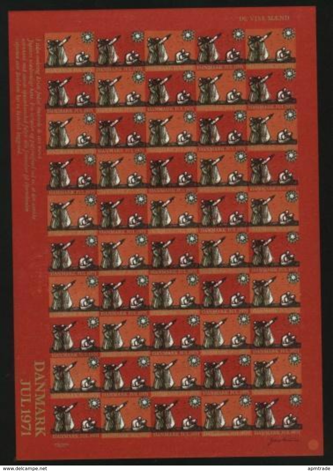 Denmark  Christmas Sheet MNH 1971 Imperforated. Christmas Night,Stars - Other & Unclassified