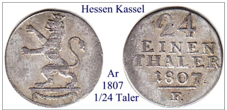DL-1807, 1/24 Taler, Hessen-Kassel - Piccole Monete & Altre Suddivisioni