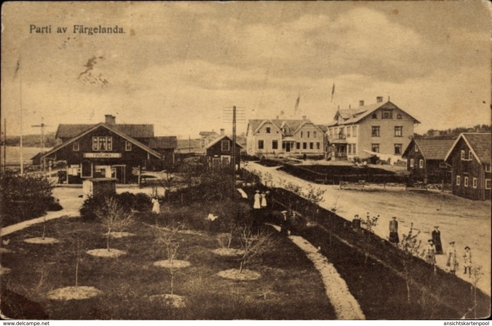 Cp Färgelanda Schweden, Teilansicht Der Stadt, Gartenanlage - Schweden