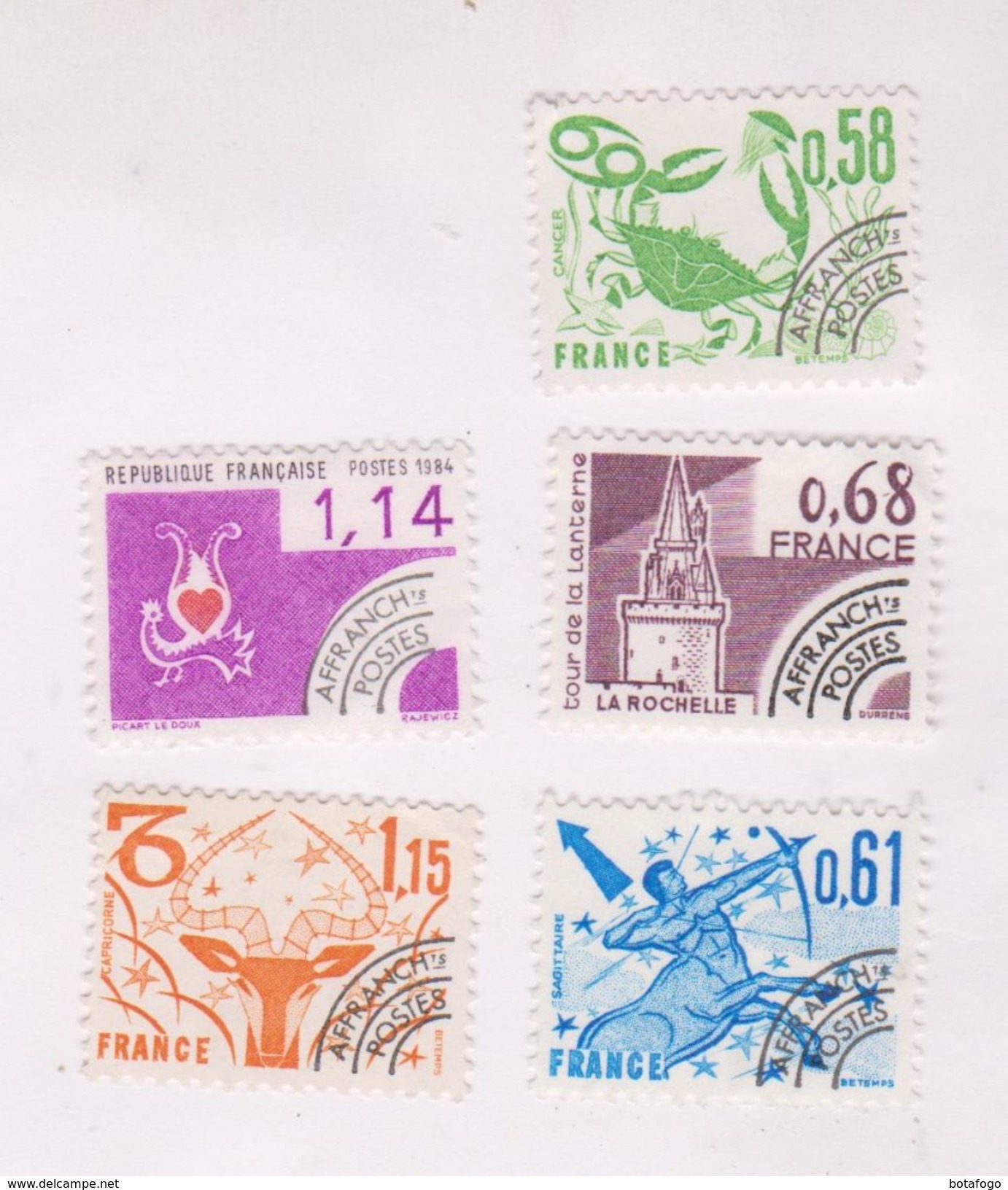 5 Timbres Preobliteres - 1964-1988