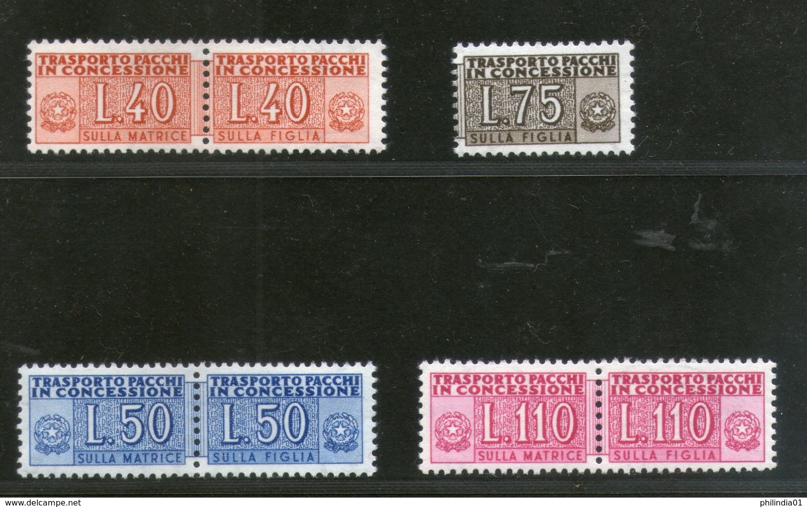 Italy 1953 Parcel Post Authorized Delivery Stamp SC QY1-4 / Cat. $500 MNH # 5364 - Pacchi Postali