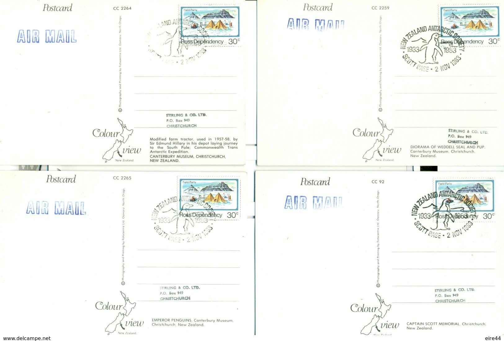 Nouvelle Zelande New Zealand Scott Base 1983 CM Carte Maximum Complete Set Antarctic Antarctique - Cartes-maximum