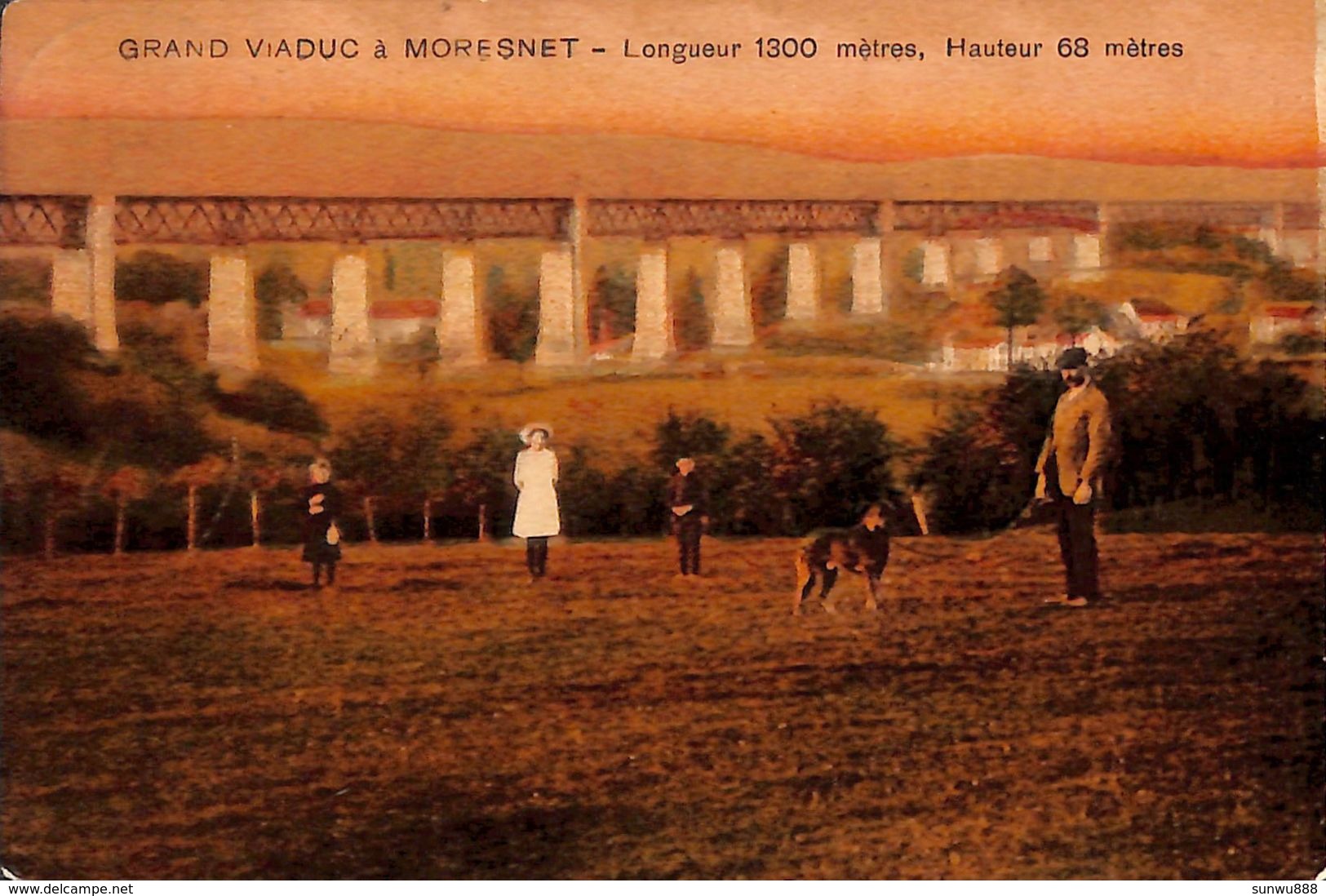 Grand Viaduc à Moresnet (animée, Colorisée, Timbre Taxe, 1921, Verlag Hubert Grümmer) - Plombières