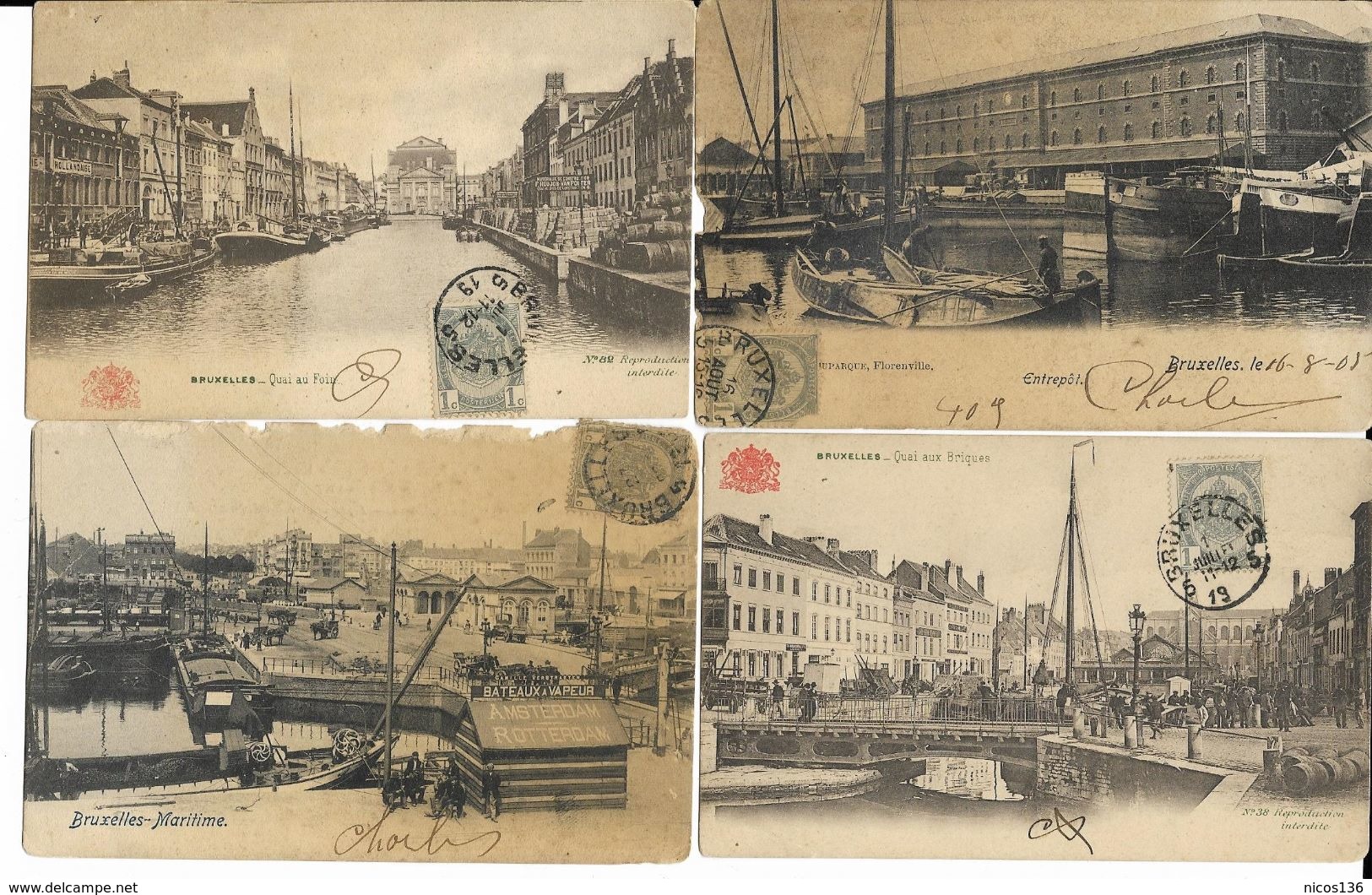 BRUXELLES   MARITIME  4 CARTES    ( TOUTES ECRITES  ) - Hafenwesen