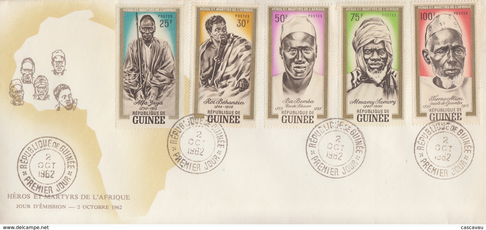 Enveloppe  FDC  1er  Jour   GUINEE     Héros  Et  Martyrs  Africains    1962 - Guinée (1958-...)