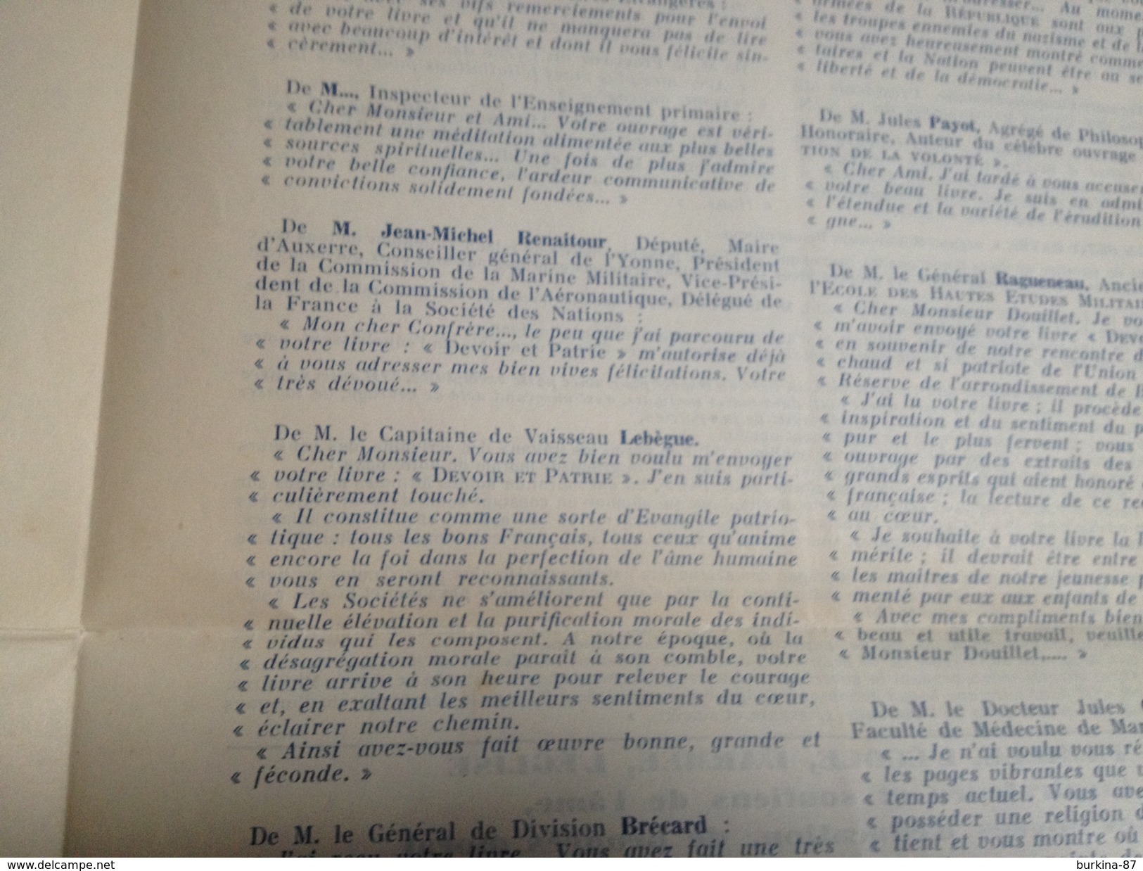 DEVOIR Et PATRIE , 1940, Publicité Pour Cet Ouvrage - Documents