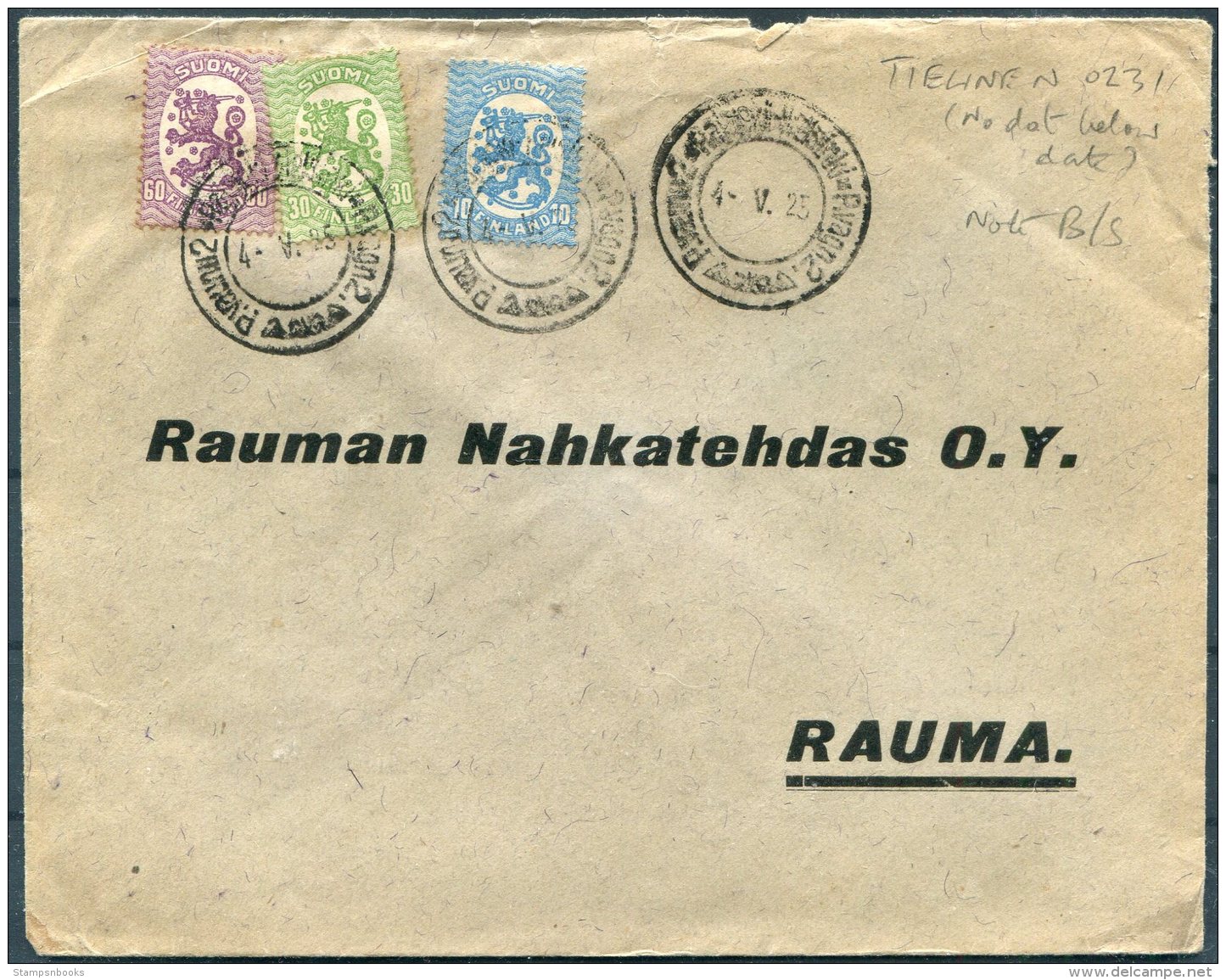 1925 Finland Railway TPO Cover - Rauma - Covers & Documents