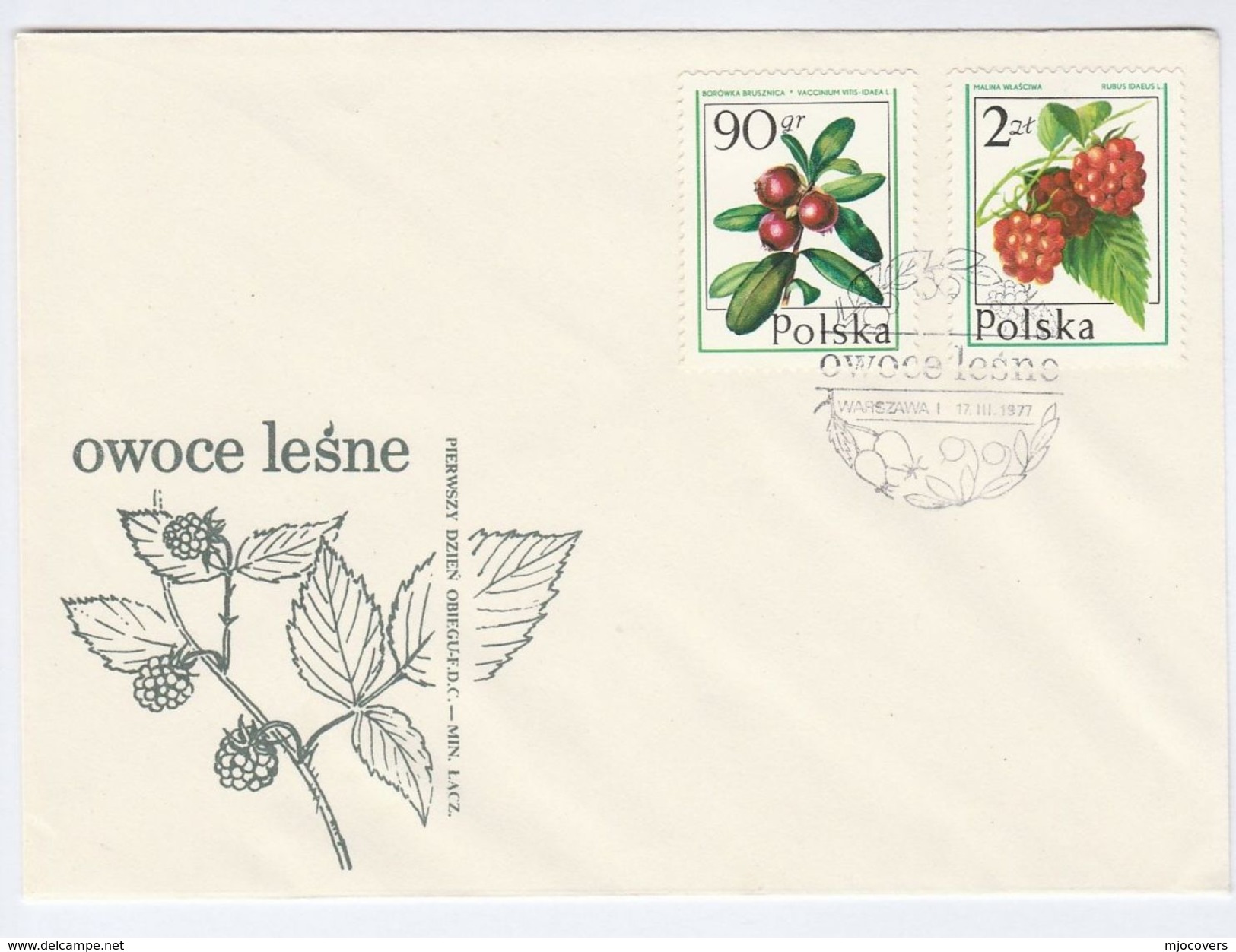 1977 POLAND FDC Stamps FRUIT RASPBERRY Etc Cover - Fruits