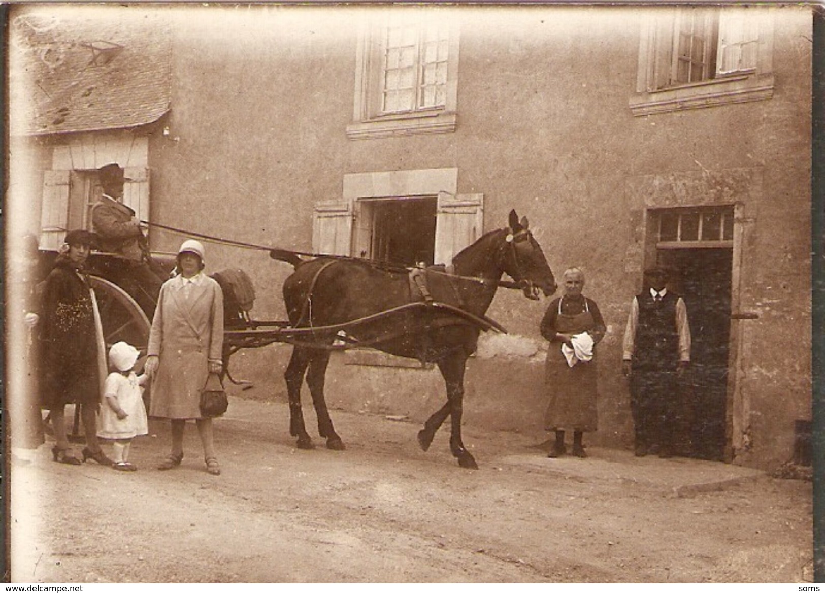 Photographie Ancienne De Faye D'Anjou (49), Maison D'Eugène Dubigeon Dans Le Bourg, Photo De 1928, Attelage - Lieux