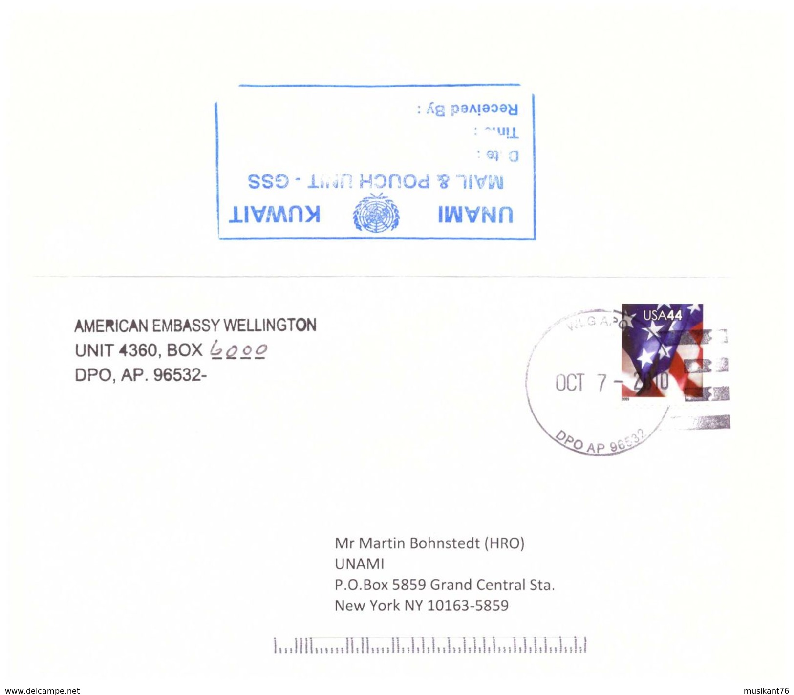 US DIPLOMATIC MAIL Embassy Wellington, New Zealand DPO AE 09532 - Covers & Documents