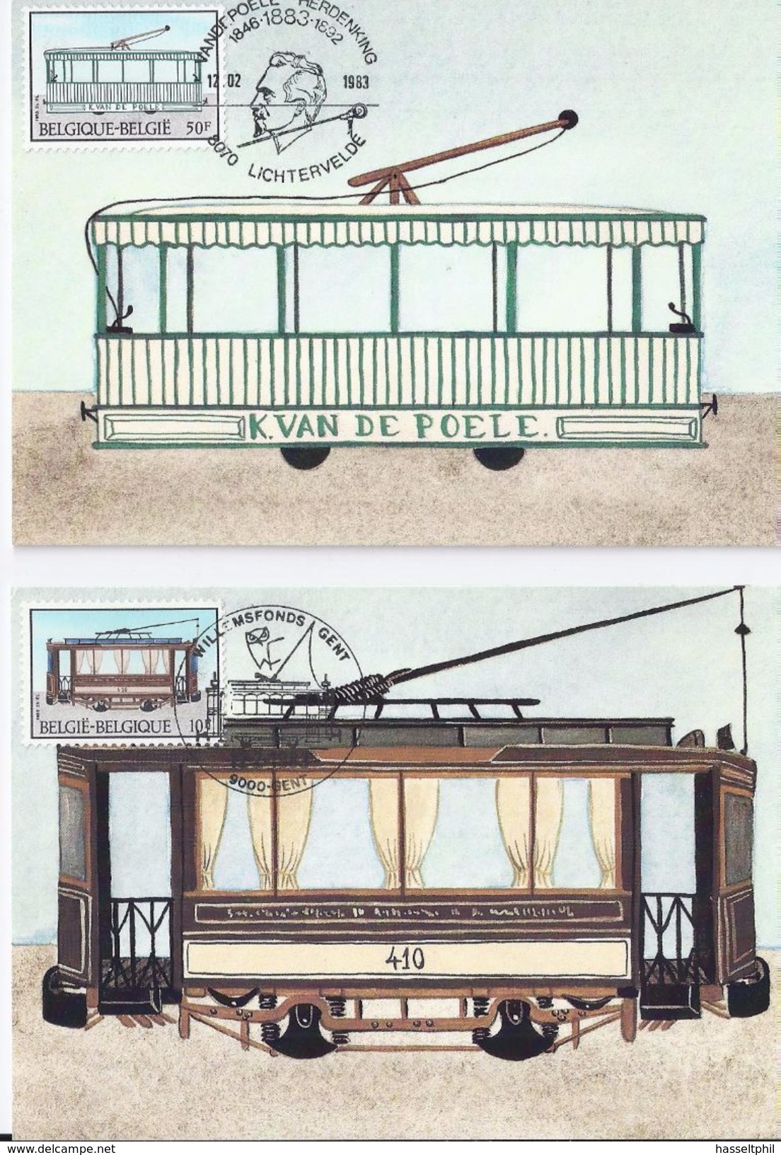 Belgie 2079/81 - Maximumkaarten -  Geschiedenis Tram En Trolleybus  - 1983 - 1981-1990