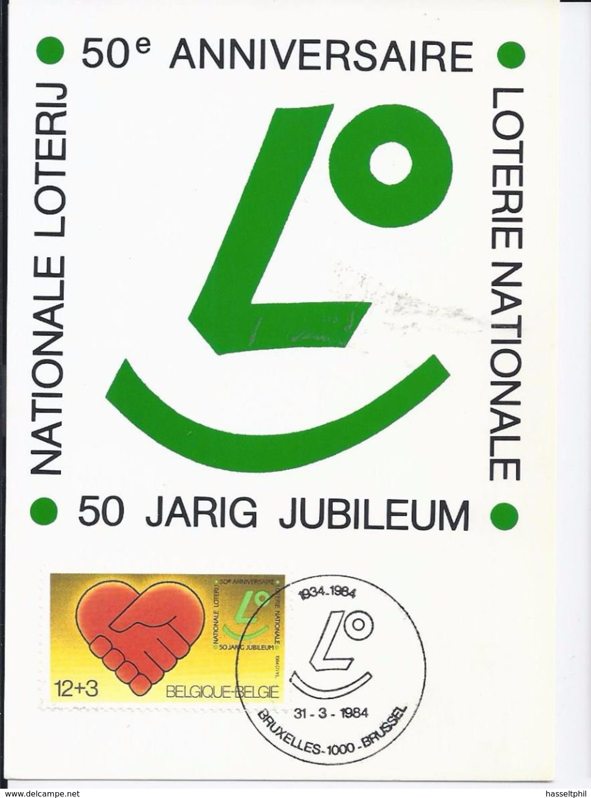 Belgie 2128  - Maximumkaart -  50 Jaar Nationale Loterij  - 1984 - 1981-1990