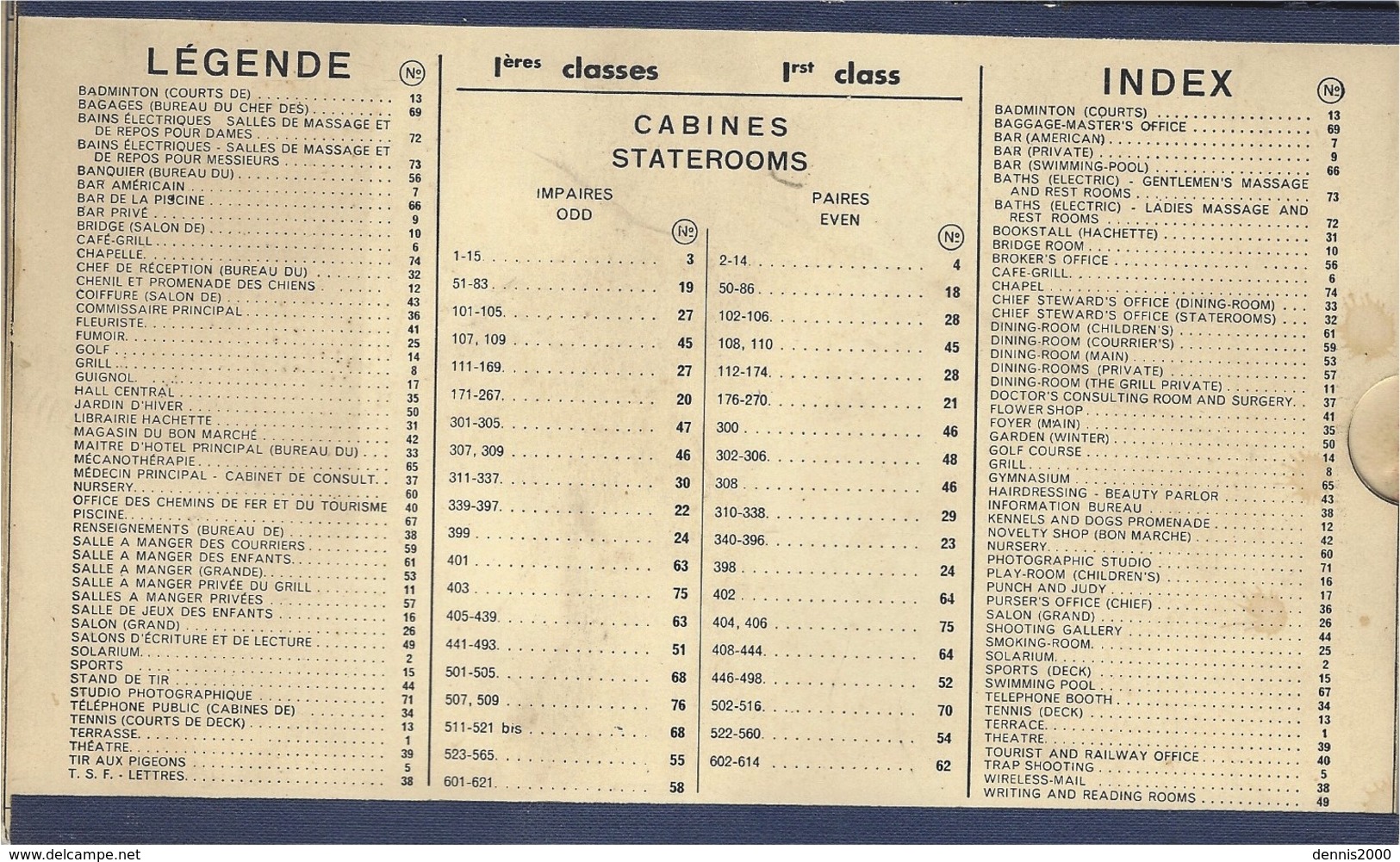 Carte D'accès  Au "NORMANDIE "  Du 1 /7 /36  Avec Plan Mobile  Pour L'accès Aux Cabines " Rapag " - Monde