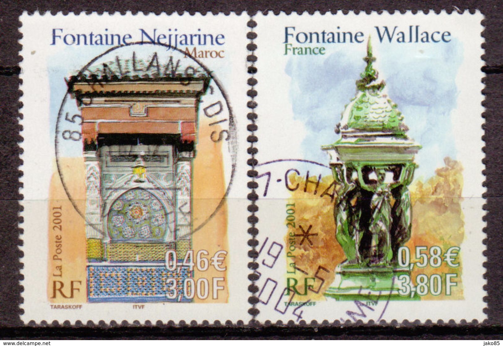 FRANCE - 2001 - YT N° 3441 /3442 - Oblitérés - France - Maroc - Used Stamps