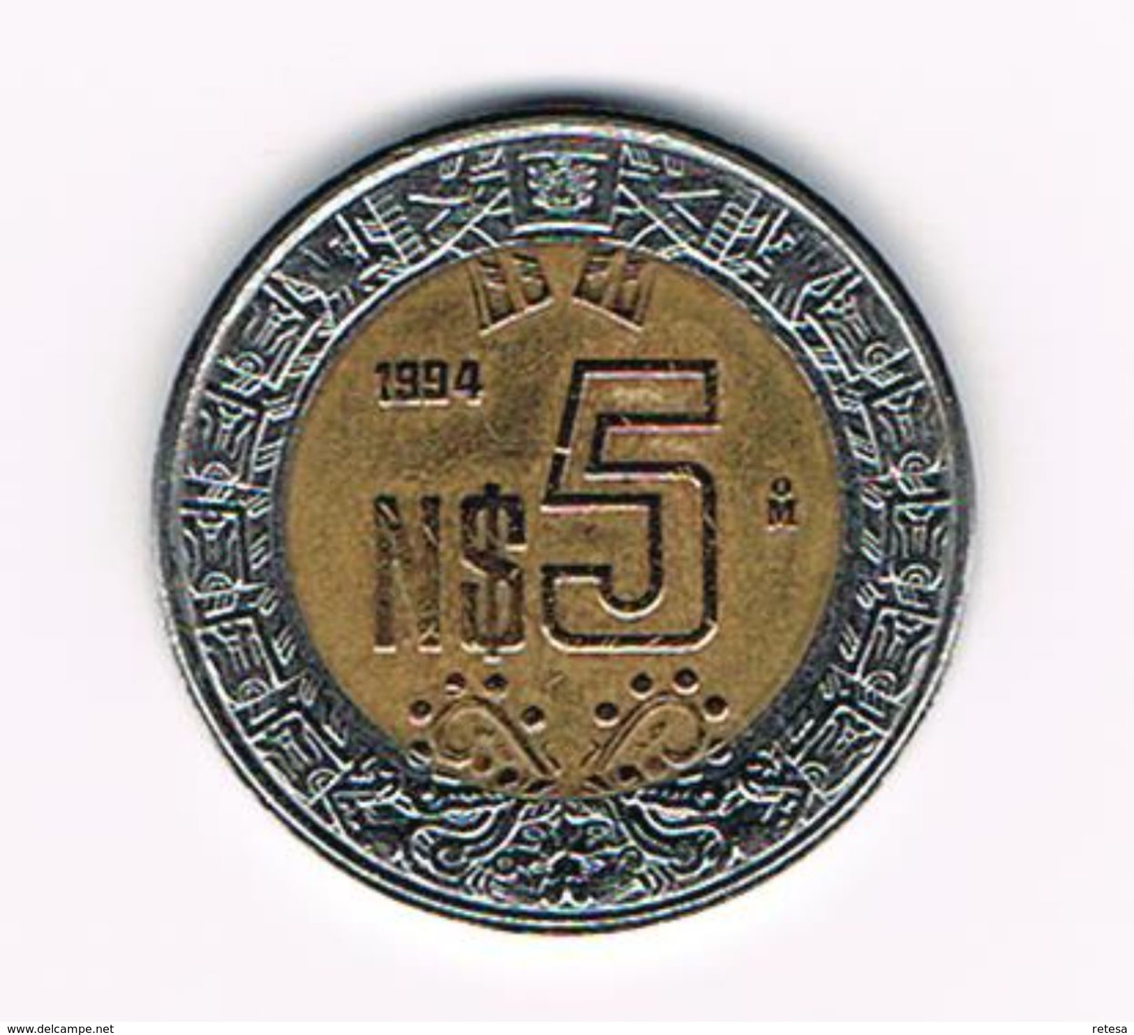 )  MEXICO  5 NEW  PESOS 1994 - México