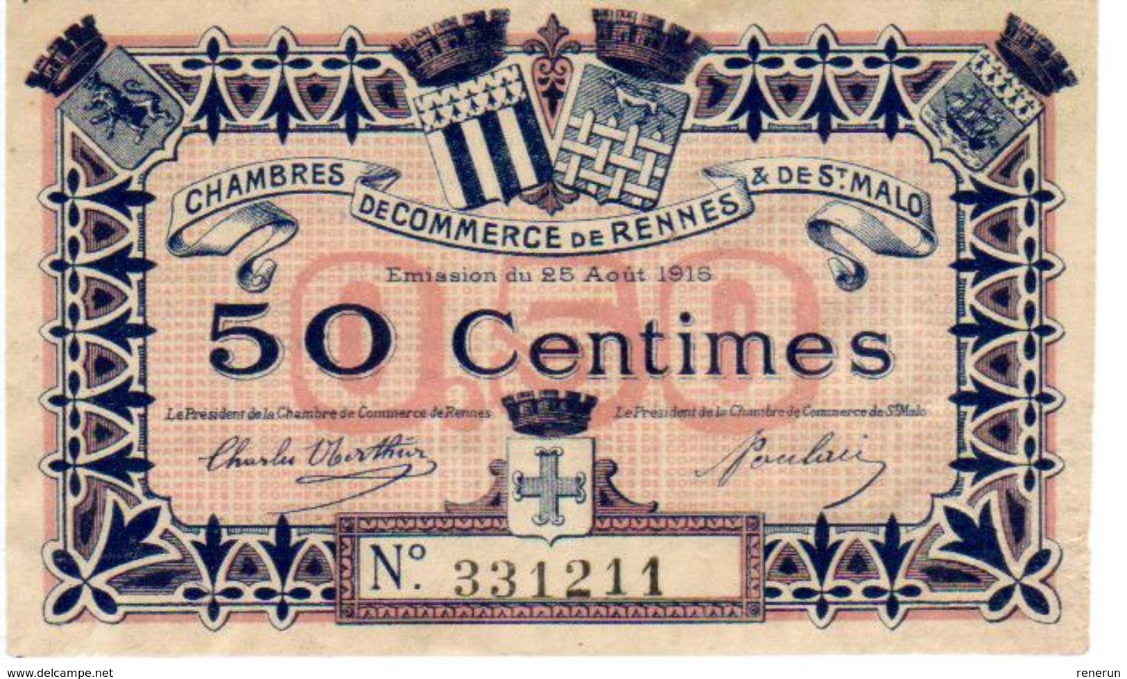 Billet Necessite Bon Chambre De Commerce RENNES Et St Malo N°1 - Bonds & Basic Needs