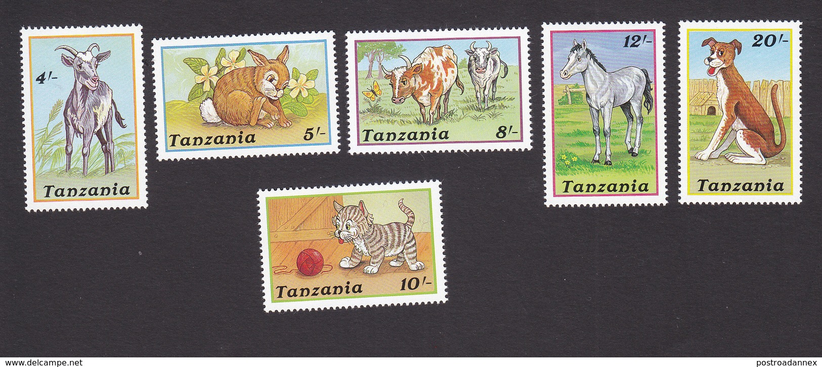 Tanzania, Scott #434-439, Mint Hinged, Domestic Animals, Issued 1988 - Tanzania (1964-...)