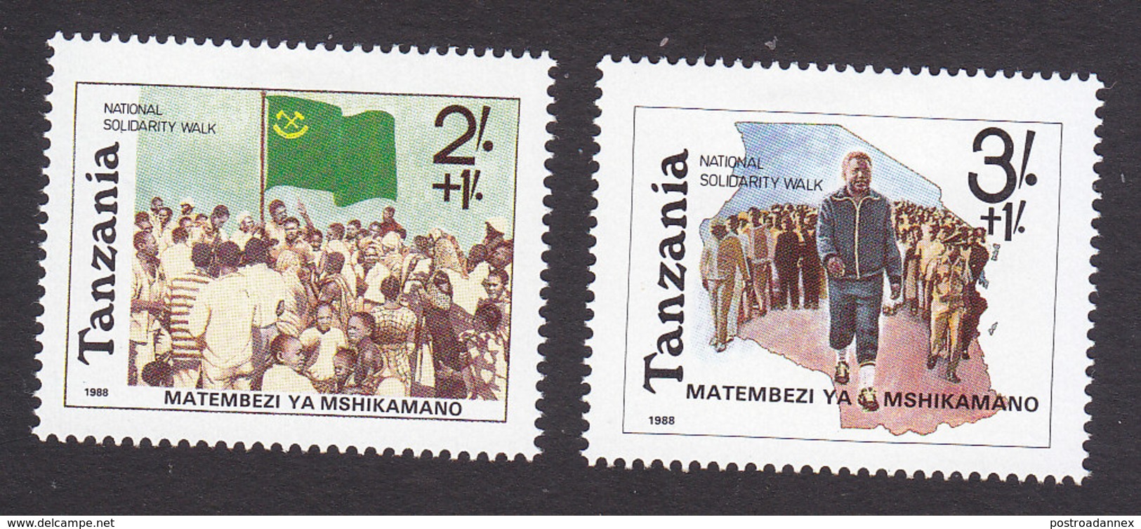 Tanzania, Scott #B1-B2, Mint Hinged, Nat'l Solidarity Walk, Issued 1988 - Tanzania (1964-...)