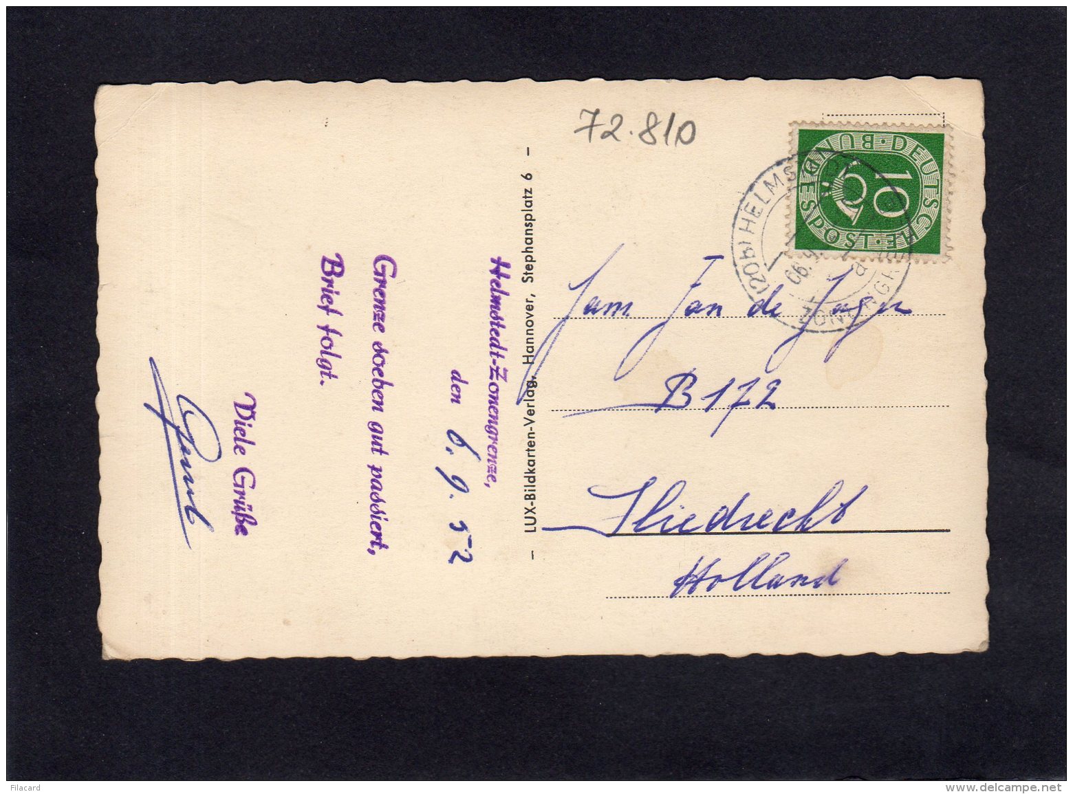 72810     Germania,   Helmstedt,  Inleum,  VG  1952 - Helmstedt