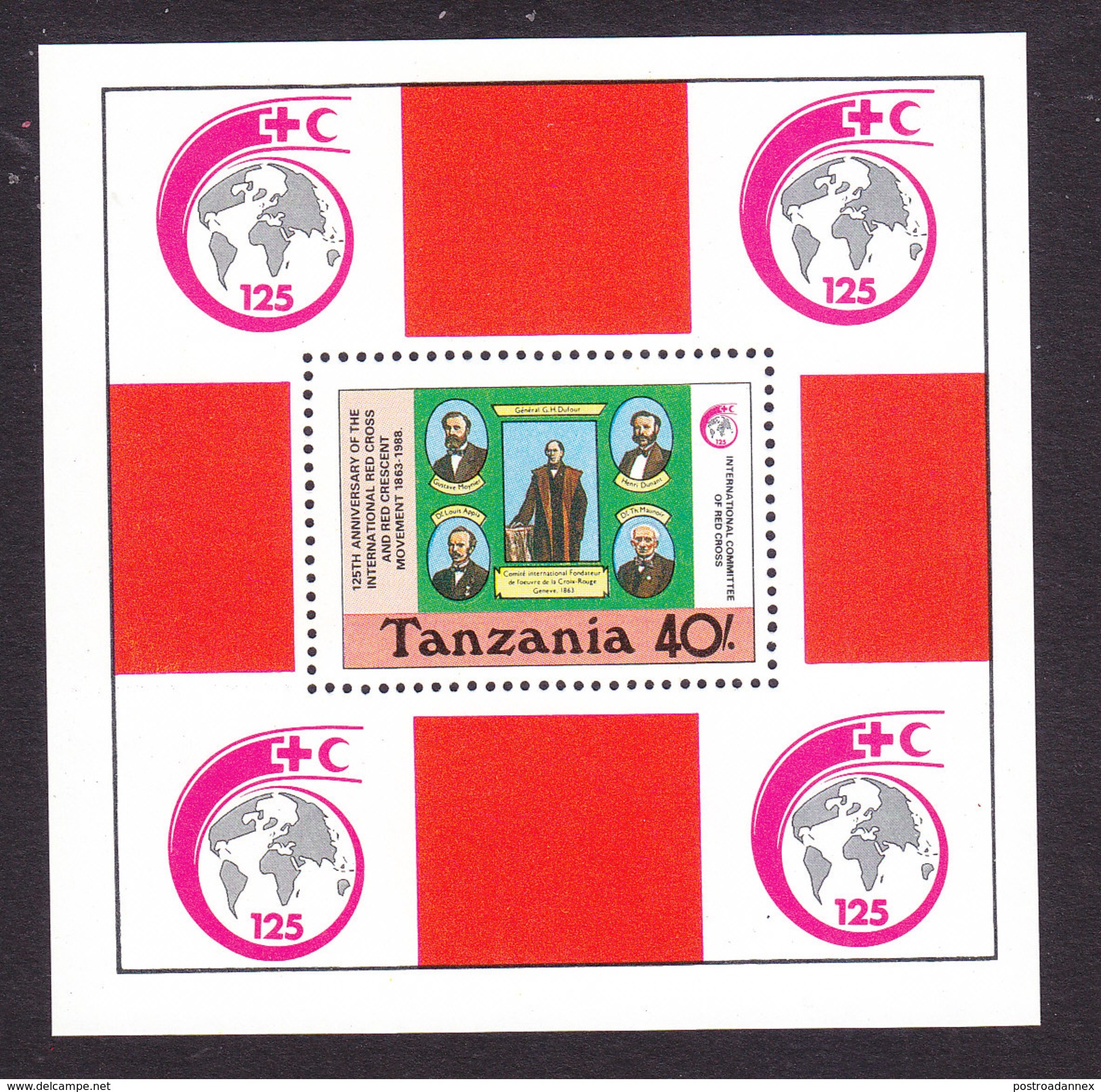 Tanzania, Scott #465, Mint Never Hinged, Int'l Red Cross, Issued 1988 - Tanzania (1964-...)