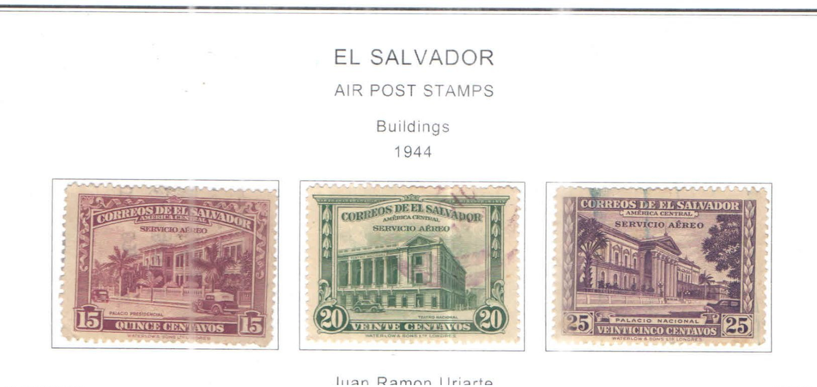 El Salvador PA 1944 Buildings Scott.C93/95 Valori  Usati/Nuovi See Scans - El Salvador