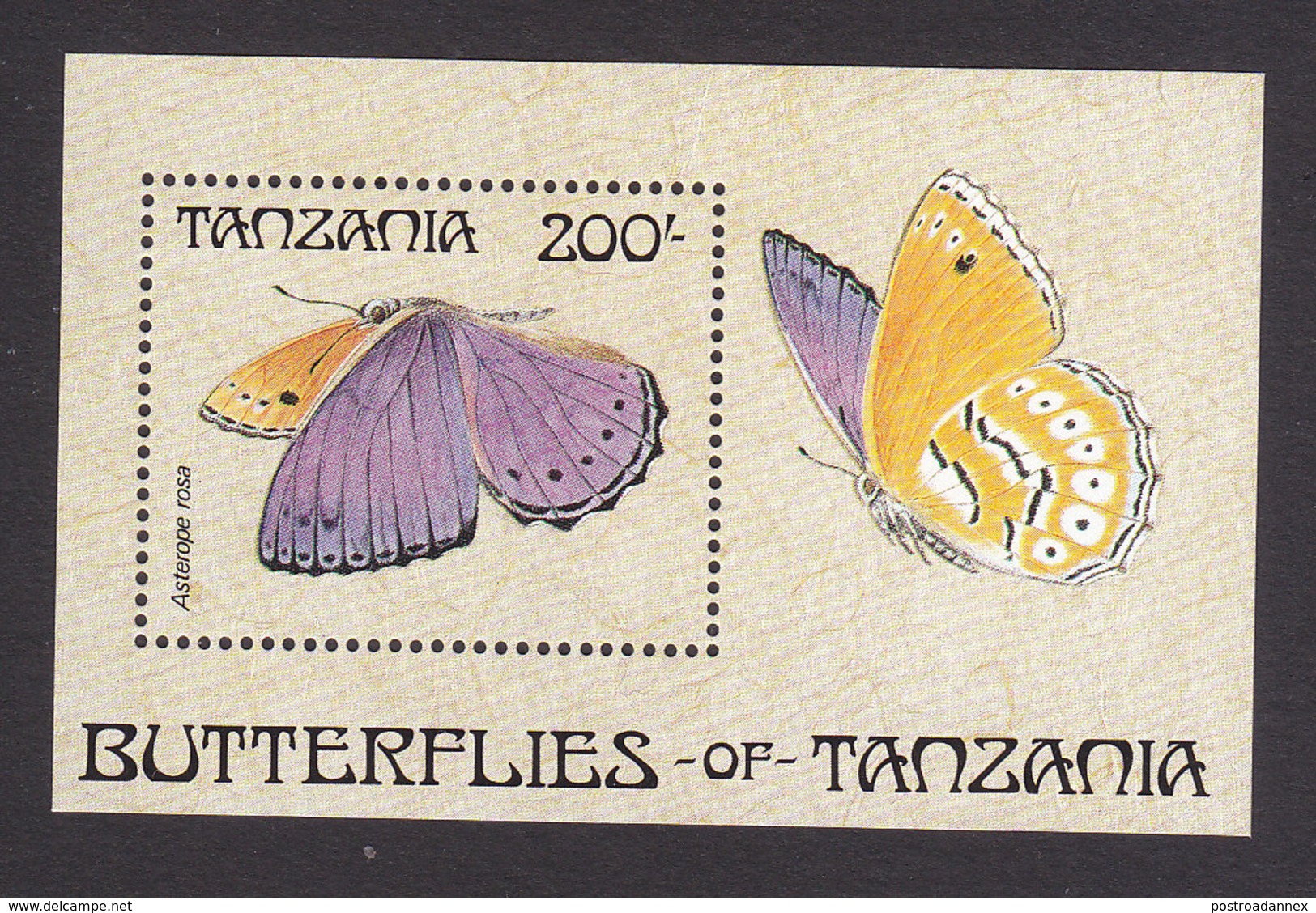 Tanzania, Scott #454, Mint Never Hinged, Butterflies, Issued 1988 - Tanzania (1964-...)