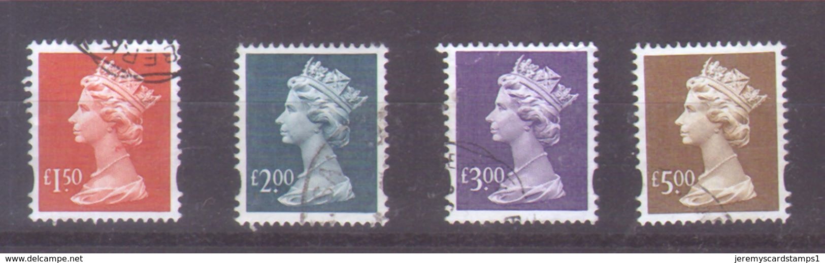 GB QE2 Machin High Values £1-50, £2, £3 & £5, SG Y1800/1803 Fine Cds Used - Machins