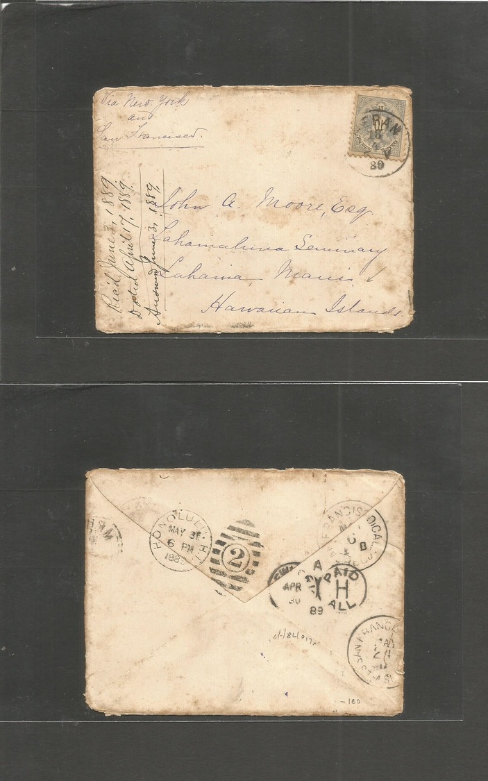 Austria. 1889 (17 Apr) Austria Period. Postal Administration. Meran (Murano) - HAWAII Islands, Lahana (May 31) Via NYC - - Other & Unclassified