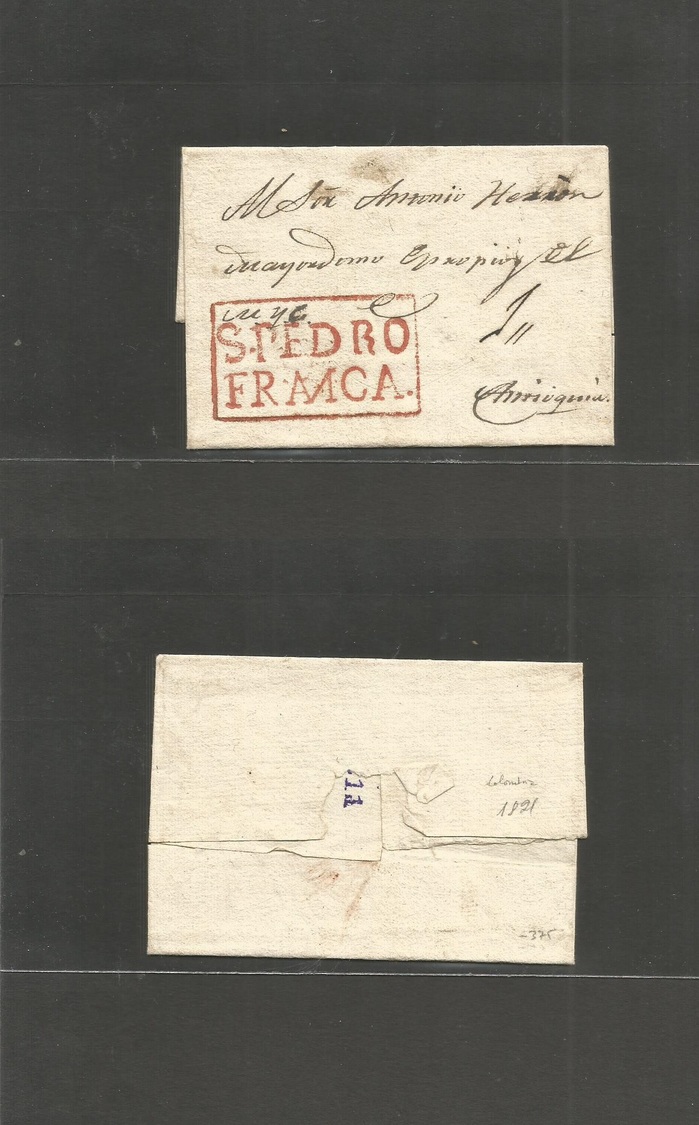 Colombia. C. 1821. San Pedro - Antroquia. Entre Cacheted Rex Box "S. PEDRO / FRANCA" (xxx/R) Large "E" Of Pedro. VF And  - Colombie