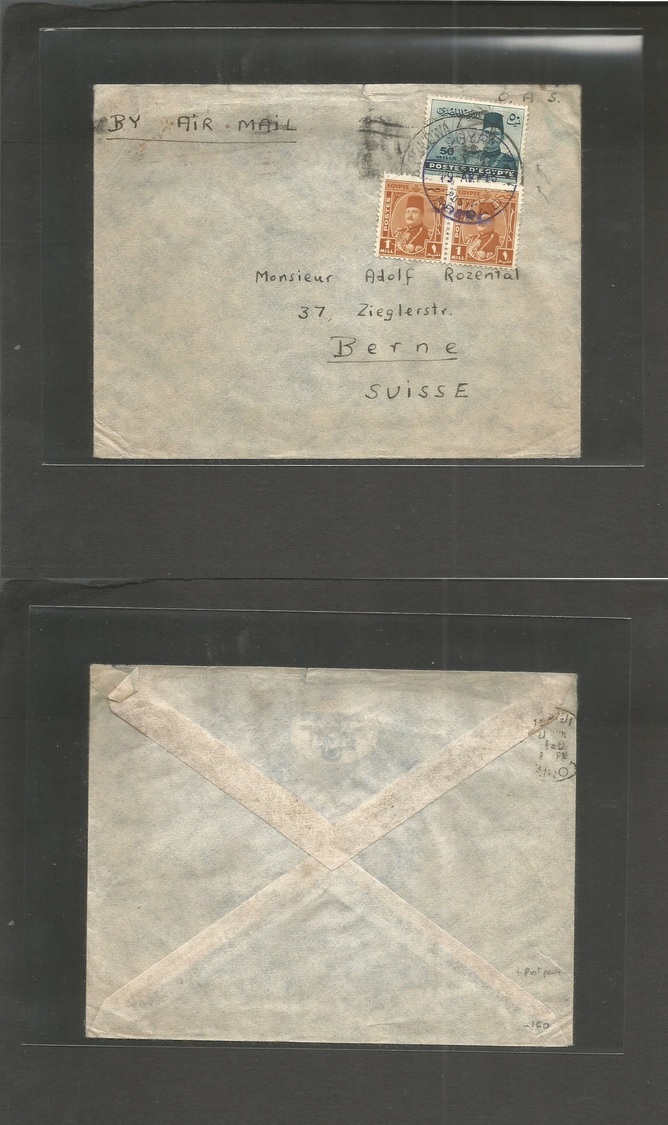 Egypt. 1946 (April) Polish Forces In Egypt. Franked Air Envelope To Switzerland, Bern. Item Held For Further Postage At  - Autres & Non Classés